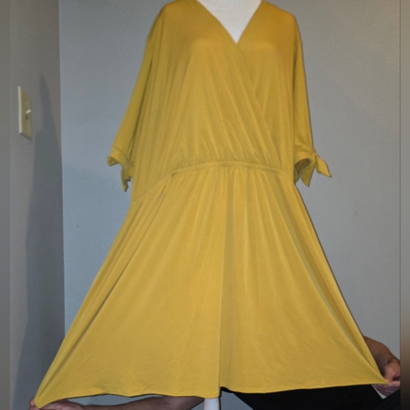 NWT Lane Bryant Mustard Plus Size Knee Length Dress 26/28 - Picture 2 of 10